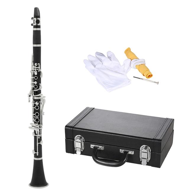 Clarinete Bb Cupronickel com 17 Chaves e Acessórios para Iniciantes: Pano de Limpeza e Luvas Inclusos