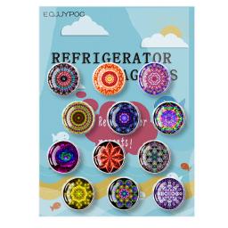Ímãs de geladeira flor mandala retrô, vidro redondo, adesivos magnéticos para geladeira, note suporte, acessórios para casa 12 peças 30mm - Image 2