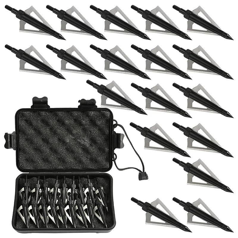Metal Arrowhead Arrows para Besta e Arco Composto, Caça Tiro com Arco, 100 Grãos, 3 Lâminas, Compatível, 18 Pcs - Image 1