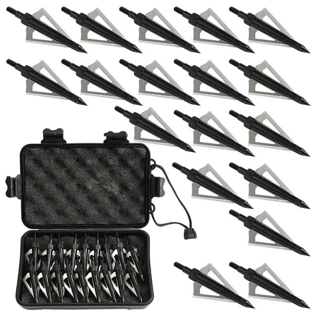 Set de 18 Flechas de Ponta Metálica de 100 Grãos para Besta e Arco Composto, Ideal para Caça com Tripla Lâmina