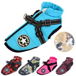 Grande jaqueta para cães de estimação com arnês inverno quente roupas para cães para labrador à prova dwaterproof água grande casaco chihuahua buldogue francês outfits - Image 1