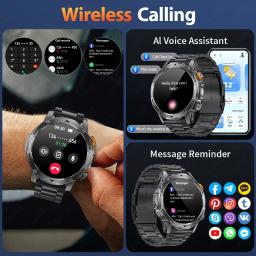 Lige 2025 novo para huawei xiaomi 1000mah amoled relógio inteligente masculino esportes fitness lanterna led 3atm à prova dwaterproof água bt chamada smartwatch - Image 3