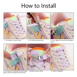 Sapato magnético laços clipe sem laços, Laços elásticos planos para tênis, Laços de borracha, Stretch Shoestrings - Image 6
