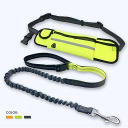 Cão corda de tração livre mãos cão trela com saco da cintura puxar cão correndo retrátil elasticbelt reflexivo arreios suprimentos do cão - Image 2