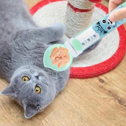 Colher De Alimentação Para Animais De Estimação, Dispensador De Tratar Molhado, Squeeze Spoon, Alimentador De Tiras De Gato, Kitten and Dogs Supplies, 2 em 1 - Image 3