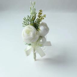 6 pçs branco marfim rosa boutonniere para homem noivo e melhor homem boutonnieres com flor artificial para a cerimônia de casamento aniversário - Image 6