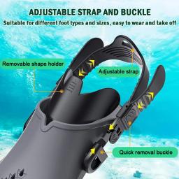 Profissional Snorkeling Pé Mergulho Nadadeiras, aletas de natação adulto ajustáveis, nadadeiras, equipamentos de esportes aquáticos, criança e criança - Image 5