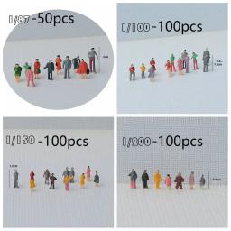 50/100 pces multi postura modelo de construção pessoas figuras passageiros trem cenário 1:87/1:100/1:150/1:200 escala cor mista - Image 6