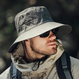 Novo chapéu de sol de aba larga masculino-à prova dwaterproof água proteção uv safari balde chapéu para pesca caminhadas escalada verão ao ar livre oversized - Image 4