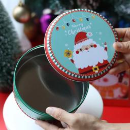 Redonda Metal Presentes De Natal Caixa De Embalagem, Caixa De Armazenamento De Cookies, Latas De Doces, Presente De Decoração De Natal Para Crianças, Novo - Image 4