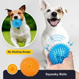 Brinquedo bola do cão Pet Mordida Resistência Squeaky Cuidados dentários Limpeza dos dentes Soando Bola Dog Thorn Interativo Burr Bolas Suprimentos - Image 5