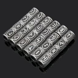 Viking Rune Metal Tubo Spacer Beads, Trança De Cabelo, Barba, Dreadlock, Pingente para Fazer Jóias DIY, Conjunto 24Pc - Image 4