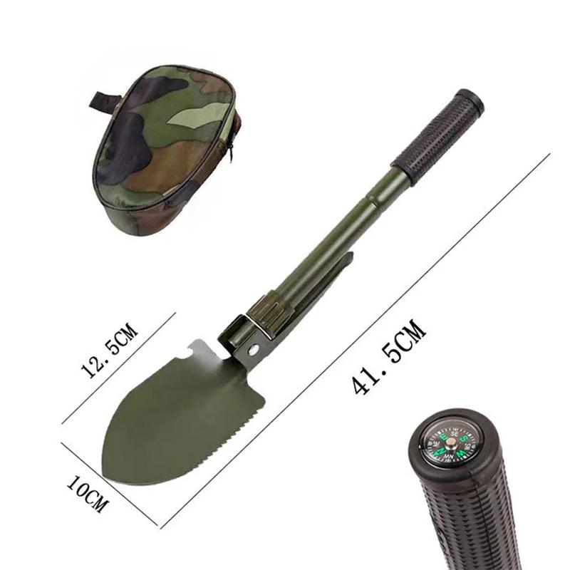 Dobrável portátil caminhão montado engenheiro pá barraca de acampamento ao ar livre pá auto-defesa ferramenta sobrevivência bússola saco de armazenamento - Image 1