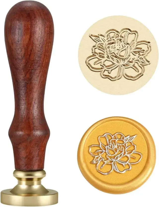 Selo Personalizado para Presentes em Envelope, Decoração Infantil com Cabo de Madeira e Cabeça de Latão, Ideal para Festas com Amigos - 1 Unidade