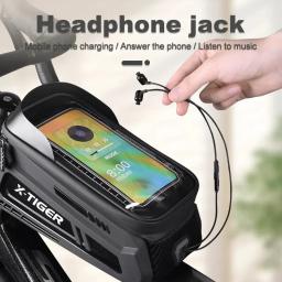 X-TIGER saco de bicicleta quadro tubo frontal saco ciclismo bicicleta à prova dwaterproof água caso telefone titular 8 polegadas touchscreen saco accessorie - Image 5