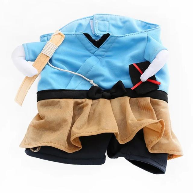 Fantasia Engraçada de Samurai para Pets - Roupas de Halloween Fofas em Poliéster para Gatos e Cães