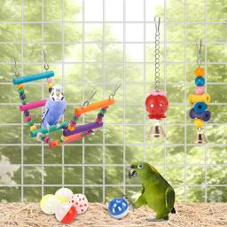 Colorido Periquito Brinquedos, Balanço, Em Pé, Mastigando Brinquedo, Rede, Escada, Gaiola De Pássaro, Adequado Para Periquito, Parake - Image 5