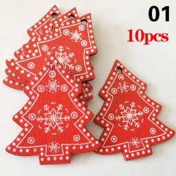 Árvore De Natal De Madeira Pendurado Ornamentos, Pingentes De Alce De Neve, Decoração De Festa De Casa, Decoração De Presente De Ano Novo, 10Pcs por Conjunto - Image 4