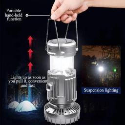 Lanternas de acampamento portáteis com ventilador elétrico, LED, energia solar, barraca suspensa, recarregável, lâmpada de emergência ao ar livre, 1500mAh - Image 5