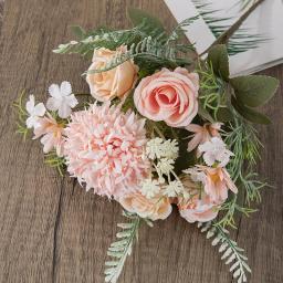 Seda artificiais flores para casa decorações, Dandelion Daisy Bouquet, flores falsificadas - Image 3