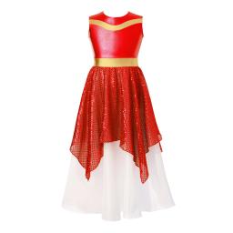 Traje de dança com lantejoulas brilhantes para crianças, balé longo para igreja e cristão, balé e cristão, festa da fé, balé e cristão, para meninas - Image 1