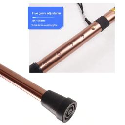 Bastão dobrável com 5 engrenagens, Bastão leve antiderrapante, Tocha ajustável, Bastão de alumínio - Image 5