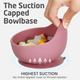 Tigela de silicone auto-alimentada para crianças, tigela de caracol, otário infantil anti-queda com colher, talheres de alimentação para bebê - Image 5