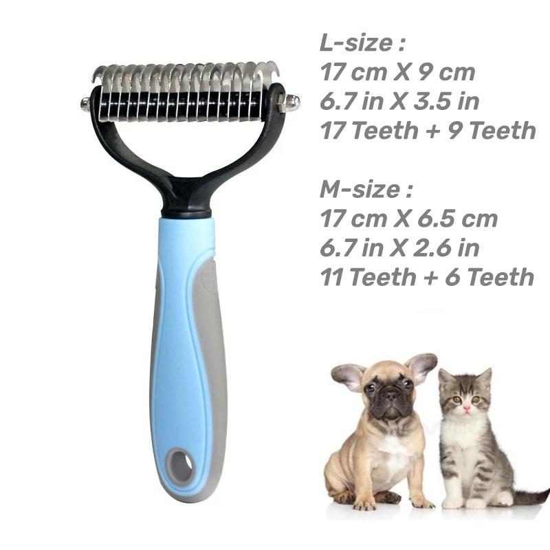 Escova de aço inoxidável para animais de estimação, derramamento de 2 lados e ancinho subpêlo dematting, pente para cão e gato, remover nós, emaranhados facilmente - Image 1