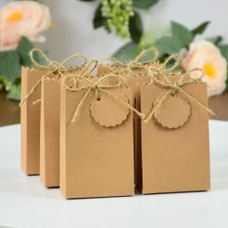 50/10 pçs saco de presente de papel kraft com corda de cânhamo perfeito para festa casamentos aniversário feriado doces armazenamento de biscoitos embalagens de jóias - Image 3