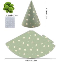 Chapéus de papel com margarida design para festa de aniversário, verde, amarelo, rosa, para crianças, chá de bebê, decorações do partido, suprimentos diy, acessórios fotográficos, 6pcs - Image 2