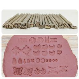 Selos De Cerâmica Para Gravação, Ferramentas De Couro, Aço Inoxidável, Perfurador De Flores, Carimbo Manual De Cerâmica DIY, Conjunto De Molde De Impressão - Image 2