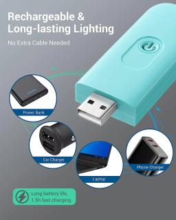 Lâmpada de leitura recarregável do livro, LED Clip on Book Lights, Brilho de bloqueio de luz azul brilhante, ajustável para Eye Care - Image 4