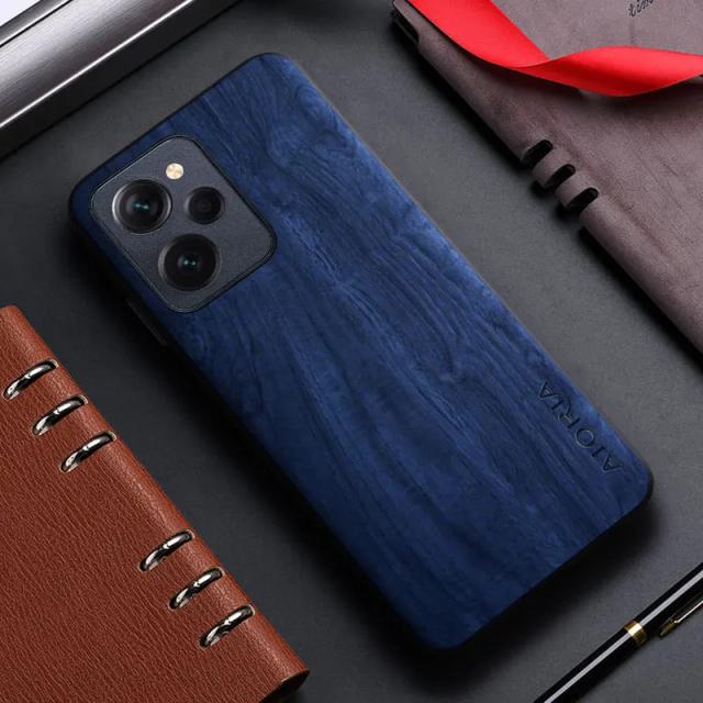 Capa Premium de Couro com Bambu e Madeira para Xiaomi Poco X5, X6 Pro e Redmi K70 Pro e K70E