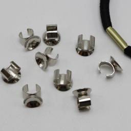 50 almofada em branco do metal de prata com conector dos prendedores do friso para o cabo da corda do cabelo - Image 1