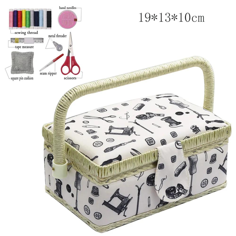 Pequena Cesta De Costura com Kit De Costura Acessórios para Meninas Crianças Iniciantes Noções De Costura Caixa De Armazenamento com Bandeja Removível - Image 1