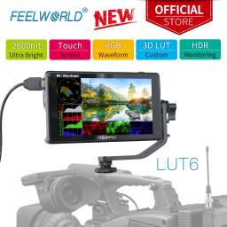 Câmera DSLR Feelworld Touch Screen, monitor DSLR de campo, Waveform VectorScope para o YouTube Live, LUT6, 6 ", 2600nits, HDR, 3D, LUT - Image 1