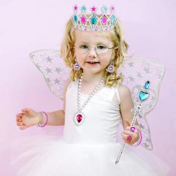 Pretend Princess Jewelry Toy Kit para crianças, coroas, colares, varinhas, brinco, pulseiras, cosplay, favor das meninas, vestido de festa, presente para crianças, 48pcs - Image 3