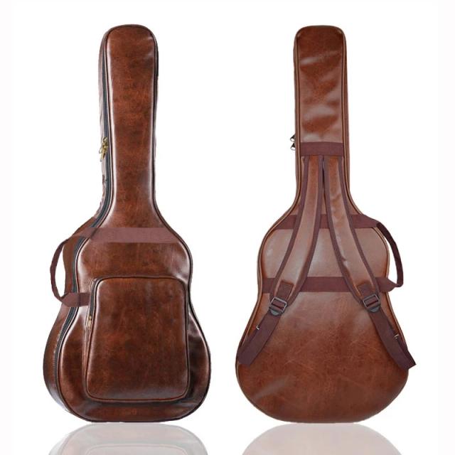 Mochila Guitarra Impermeável em PU Couro Espessado, Bolsa de Transporte à Prova de Poeira para Guitarras de 40" e 41" com Acessórios Inclusos