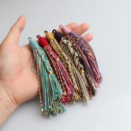 Fio de algodão trançado à mão para DIY, borla estilo tibetano, artesanato de marcadores, acessórios para joias, pingentes DIY, decoração do carro, 11-13cm - Image 2