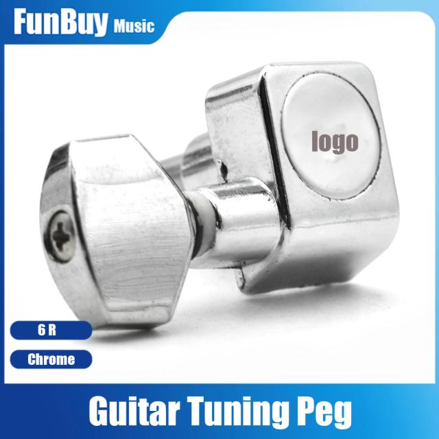 Conjunto de Afinadores Selados 6 em Linha com 2 Pinos e Ajuste de Chave para Guitarras Elétricas FD ST 6R