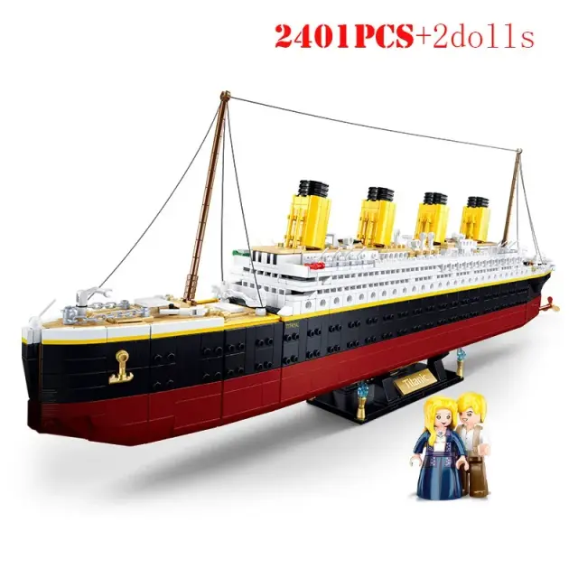 Kits de Blocos de Construção do Cruzeiro Titanic para Crianças - Modelo 3D Compatível com Tijolos da Cidade e Barcos RMS 10294
