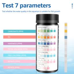 Água do aquário qualidade teste tiras, Fish Tank Test Kit, água doce salgada, tiras de teste PH, 7 em 1, 100pcs - Image 3