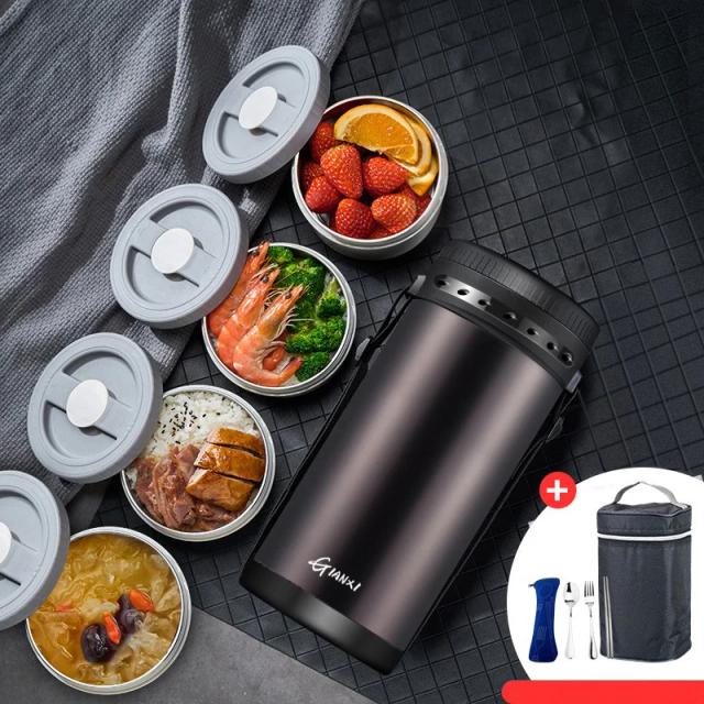 Lancheira Térmica Portátil GIANXI em Aço Inoxidável com Preservação de Calor e Bolsa Térmica para Alimentos
