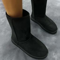 Botas de neve de cano médio confortáveis de cor sólida, botas externas quentes de inverno antiderrapantes versáteis - Image 3
