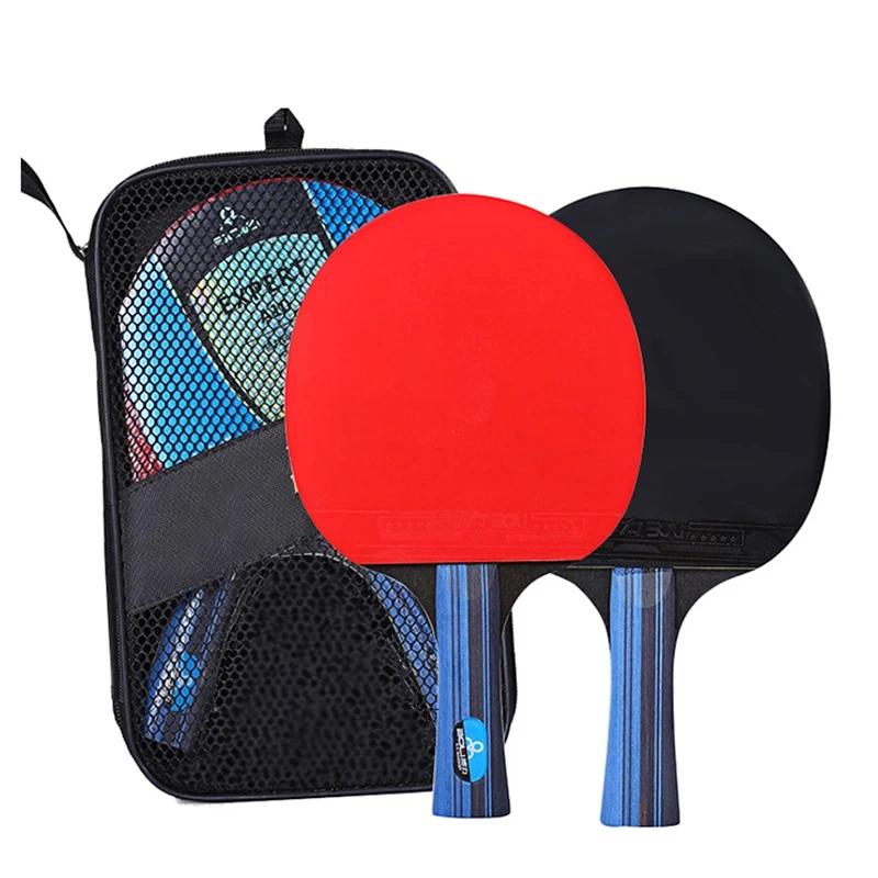 Raquete de tênis de mesa profissional, 5/6 estrelas, 2 peças, conjunto de raquete de pingue-pongue, espinhas de borracha, lâmina de alta qualidade, remo de morcego com bolsa - Image 1