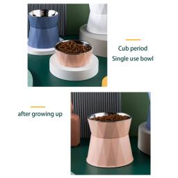 Aço inoxidável levantada tigela de comida para animais de estimação, Tigela, Prato de alimentação de água, Pet comer pratos - Image 3