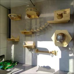 Rede de madeira montada na parede para gato, prateleira de escalada, poleiro, escada sisal, arranhador, camas, poleiros estáveis, móveis para gatinho - Image 5