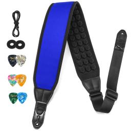 POGOLAB PGS-13 Alça de guitarra 3,5 "de largura almofadas de célula de ar neoprene acolchoado macio e confortável baixo com 2 fechaduras e 6 palhetas de cordas - Image 5