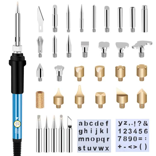 Kit Completo de Pyrography: Ferramenta de Gravura com 8 Funções, Ferro de Solda Elétrico para Queima de Madeira e Embossing a 60W