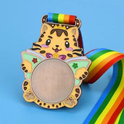 Gato dos desenhos animados medalha garoto medalhas de ouro vencedor medalhas de prêmio com fita crianças festa esporte jogo prêmios medalha de design gratuito impressão - Image 5